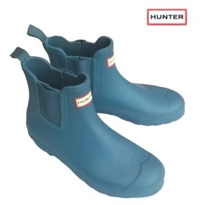 Hunter Bouvet Blue Chelsea Rain Boot Ankle Bootie Short Welling Shoe Women 10